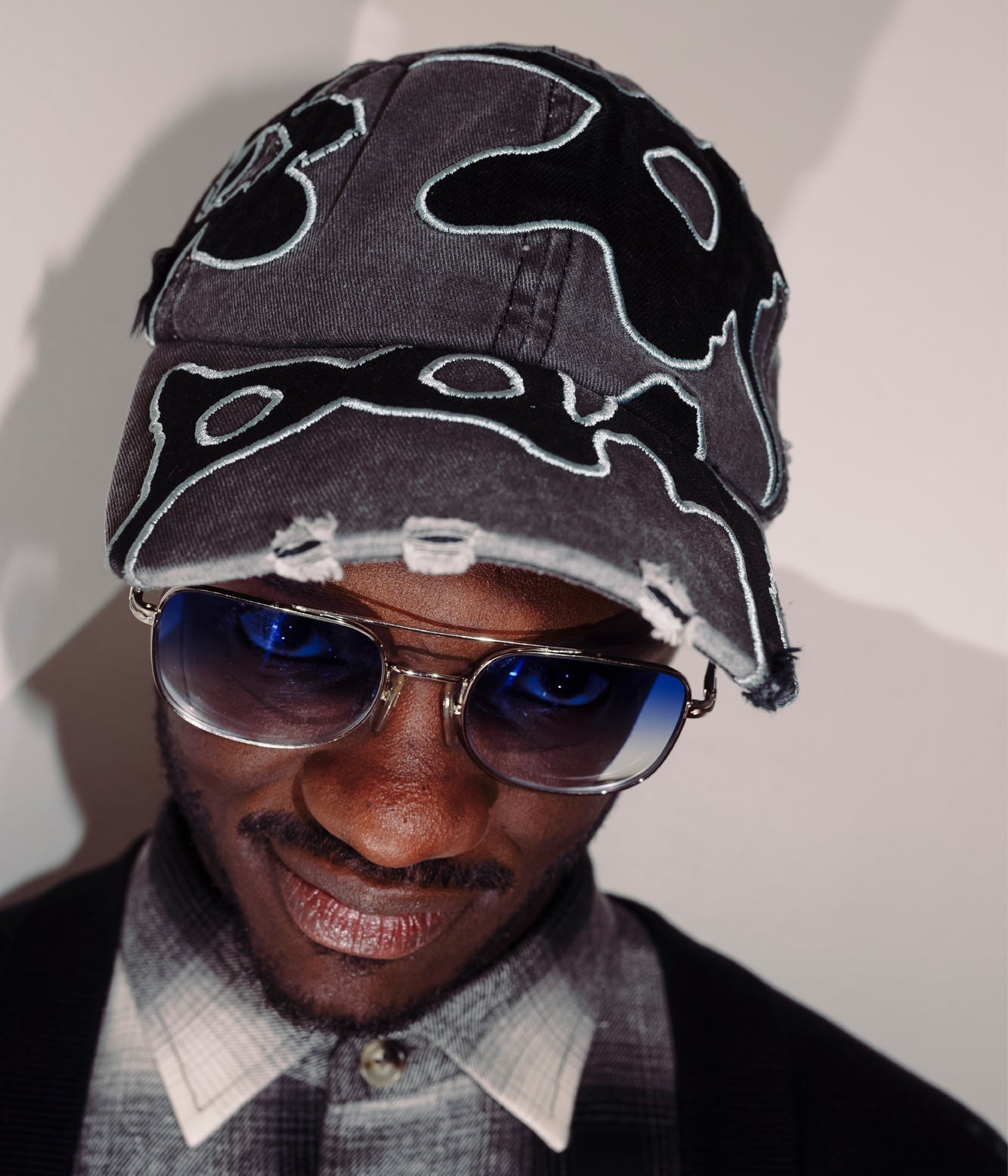 P.A.M. "LOCKE DENIM APPLIQUE BASEBALL CAP" FADED BLACK - WEAREALLANIMALS