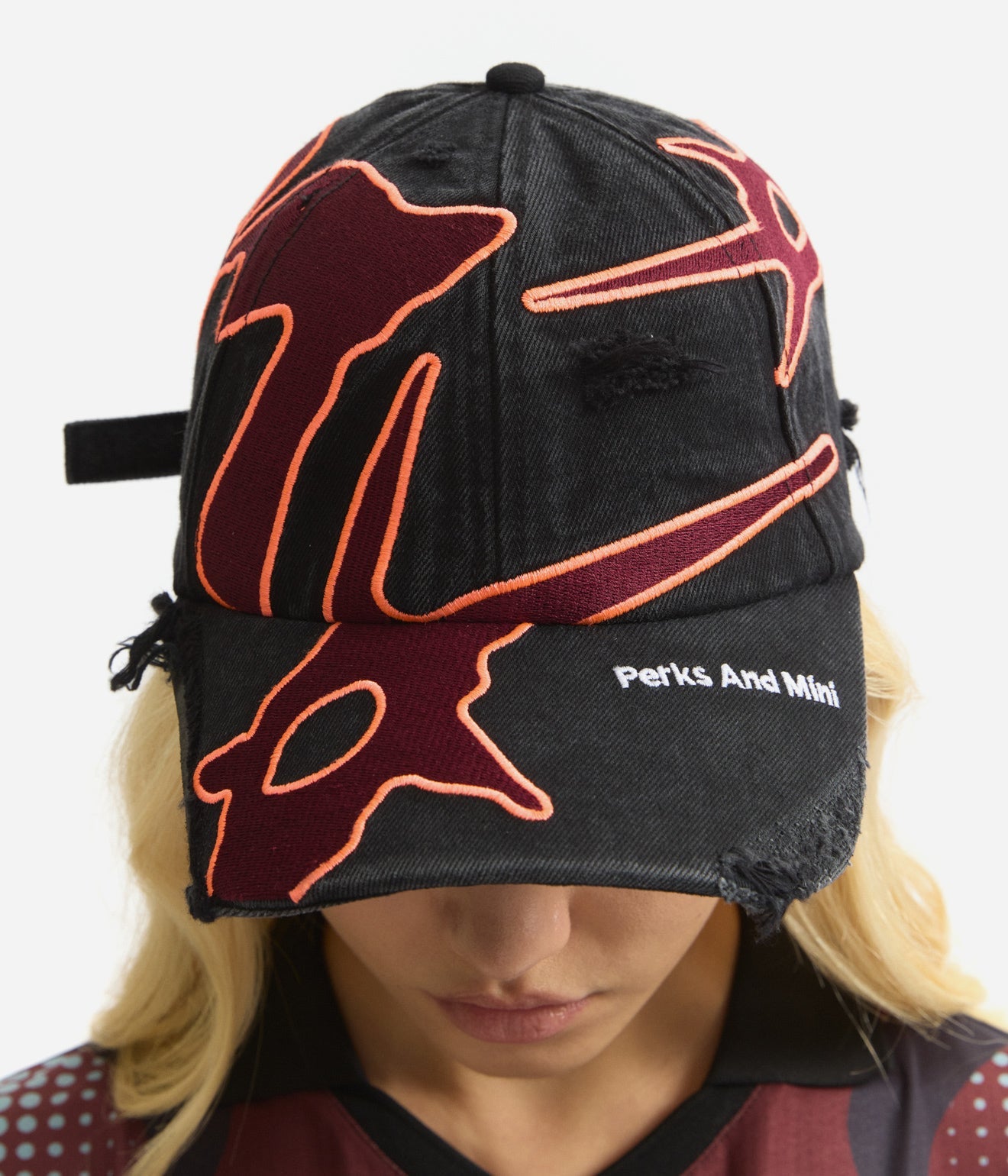 P.A.M. "SEVEN EIGHTHS BASEBALL CAP" BLACK WASH/DEEP RED - WEAREALLANIMALS