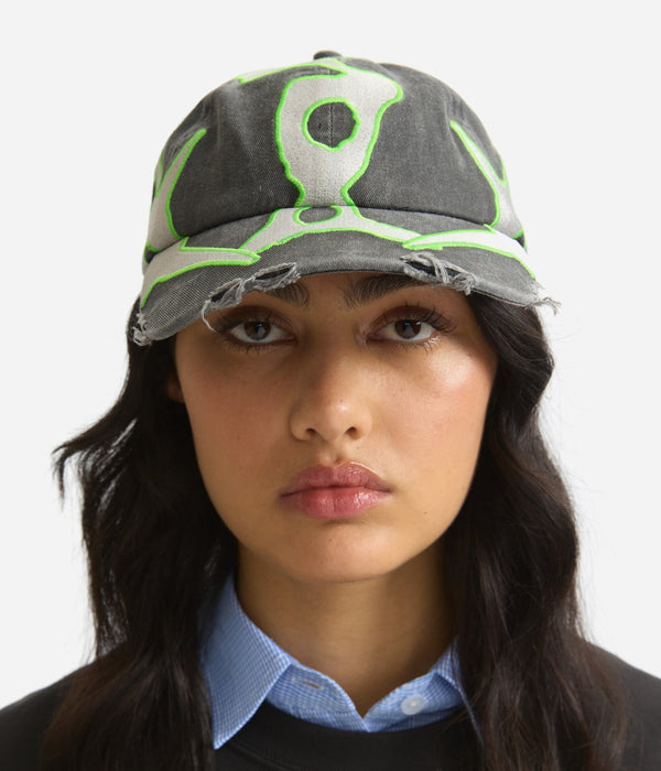 P.A.M. "THIRTY THREE AND A THIRD BASEBALL CAP" BLACK WASH/SHARP GREEN - WEAREALLANIMALS