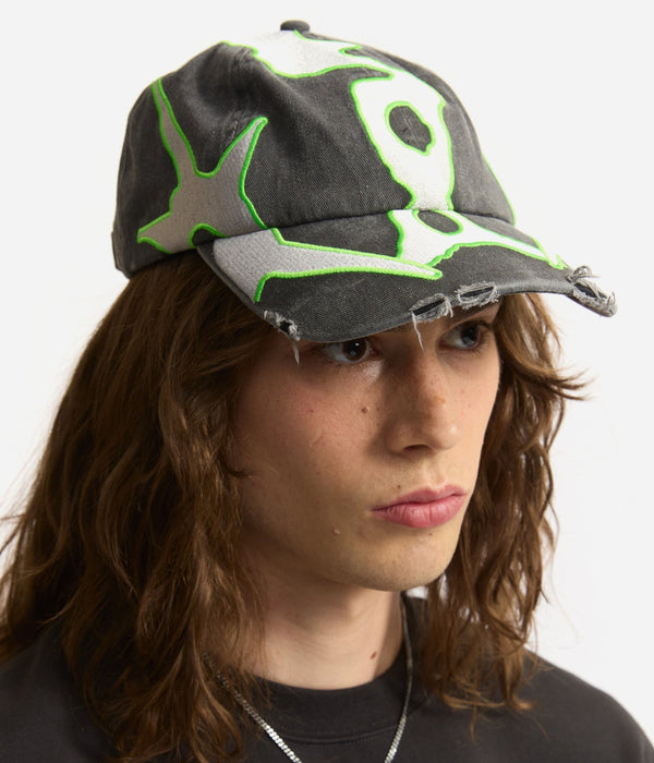 P.A.M. "THIRTY THREE AND A THIRD BASEBALL CAP" BLACK WASH/SHARP GREEN - WEAREALLANIMALS