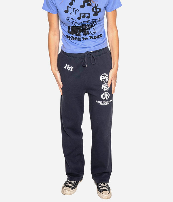 Public Possession "PLANET P.P. SWEATPANTS" NAVY BLUE - WEAREALLANIMALS