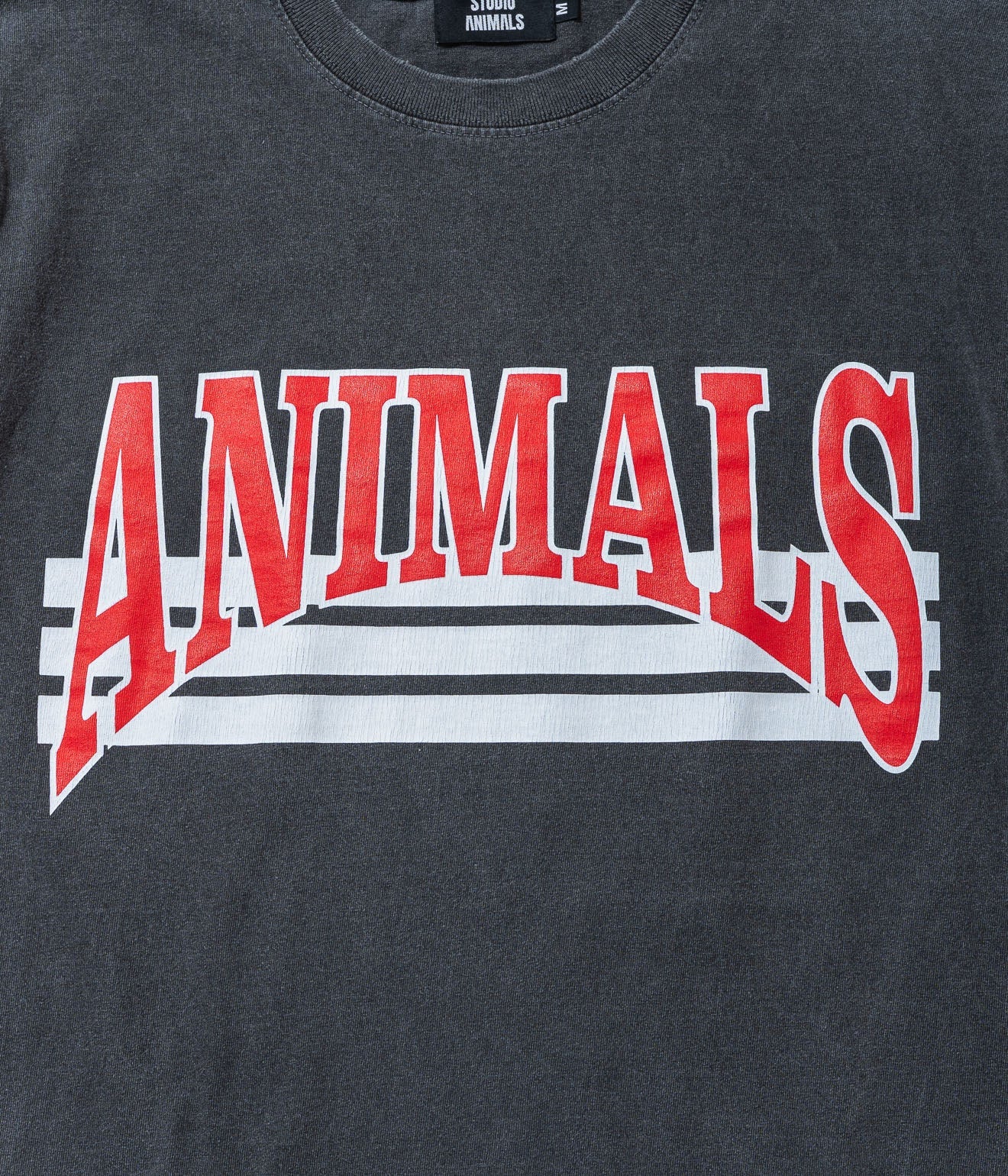 STUDIO ANIMALS “Curved Arch Logo” S/S T-Shirt Faded Black - WEAREALLANIMALS