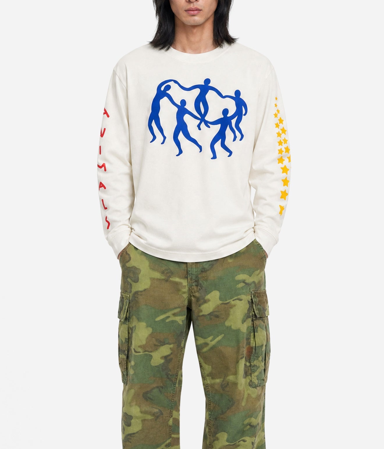 STUDIO ANIMALS “Dance in a circle” L/S T-Shirt Natural - WEAREALLANIMALS