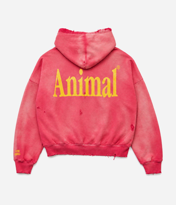 STUDIO ANIMALS ×MOOJIMOOJI “Animals Letter” Hoodie Red - WEAREALLANIMALS