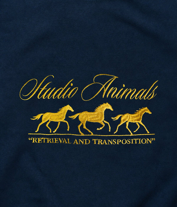 STUDIO ANIMALS "Running horse" Embroidered sweatshirt Navy - WEAREALLANIMALS
