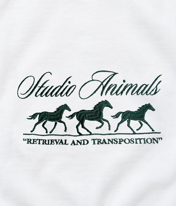 STUDIO ANIMALS "Running horse" Embroidered sweatshirt WHITE - WEAREALLANIMALS