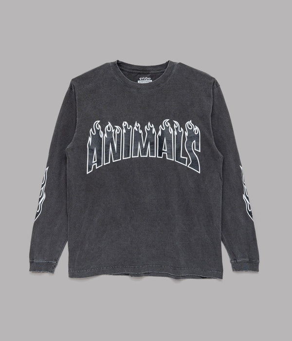 STUDIO WEAREALLANIMALS "Flame L/S T - SHIRT" BLACK - WEAREALLANIMALS