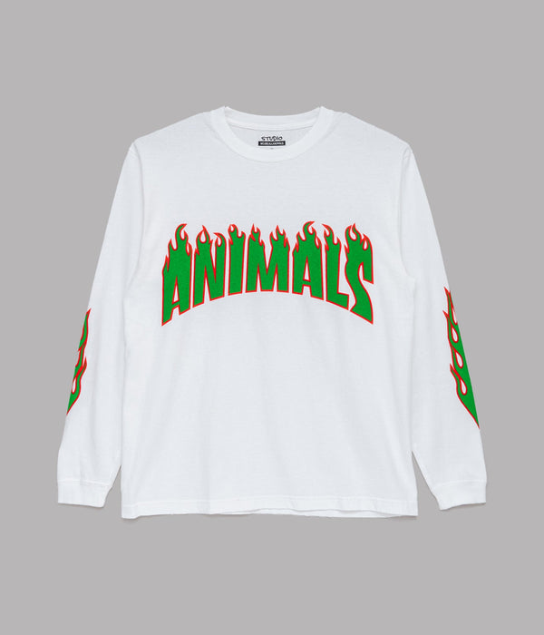 STUDIO WEAREALLANIMALS "Flame L/S T - SHIRT" WHITE - WEAREALLANIMALS