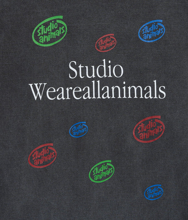 STUDIO WEAREALLANIMALS "Multiple Round Logo L/S T - SHIRT" BLACK - WEAREALLANIMALS