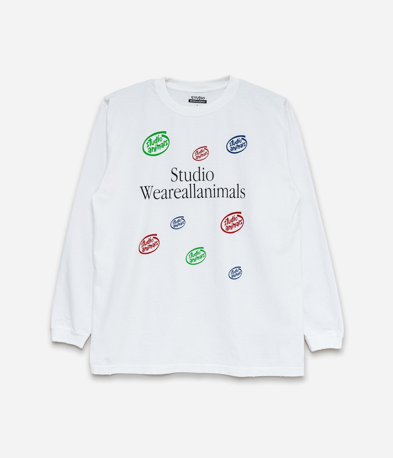 STUDIO WEAREALLANIMALS "Multiple Round Logo L/S T - SHIRT" WHITE - WEAREALLANIMALS