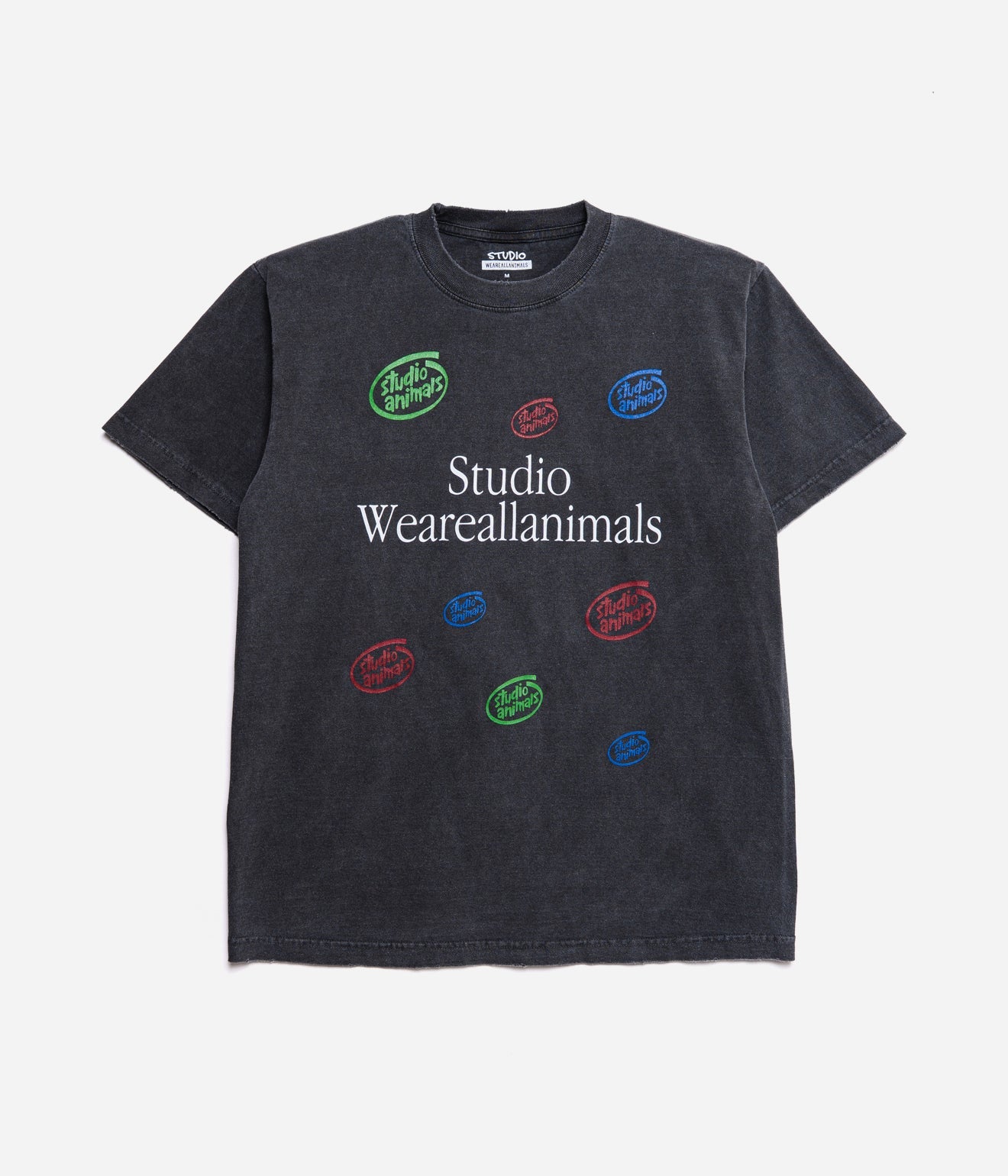 STUDIO WEAREALLANIMALS "Multiple Round Logo S/S T - SHIRT" BLACK - WEAREALLANIMALS