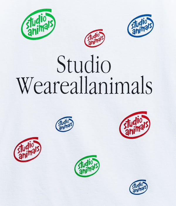 STUDIO WEAREALLANIMALS "Multiple Round Logo S/S T - SHIRT" WHITE - WEAREALLANIMALS