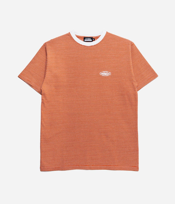 STUDIO WEAREALLANIMALS "Oval Logo STRIPE T - SHIRT " ORANGE/WHITE - WEAREALLANIMALS