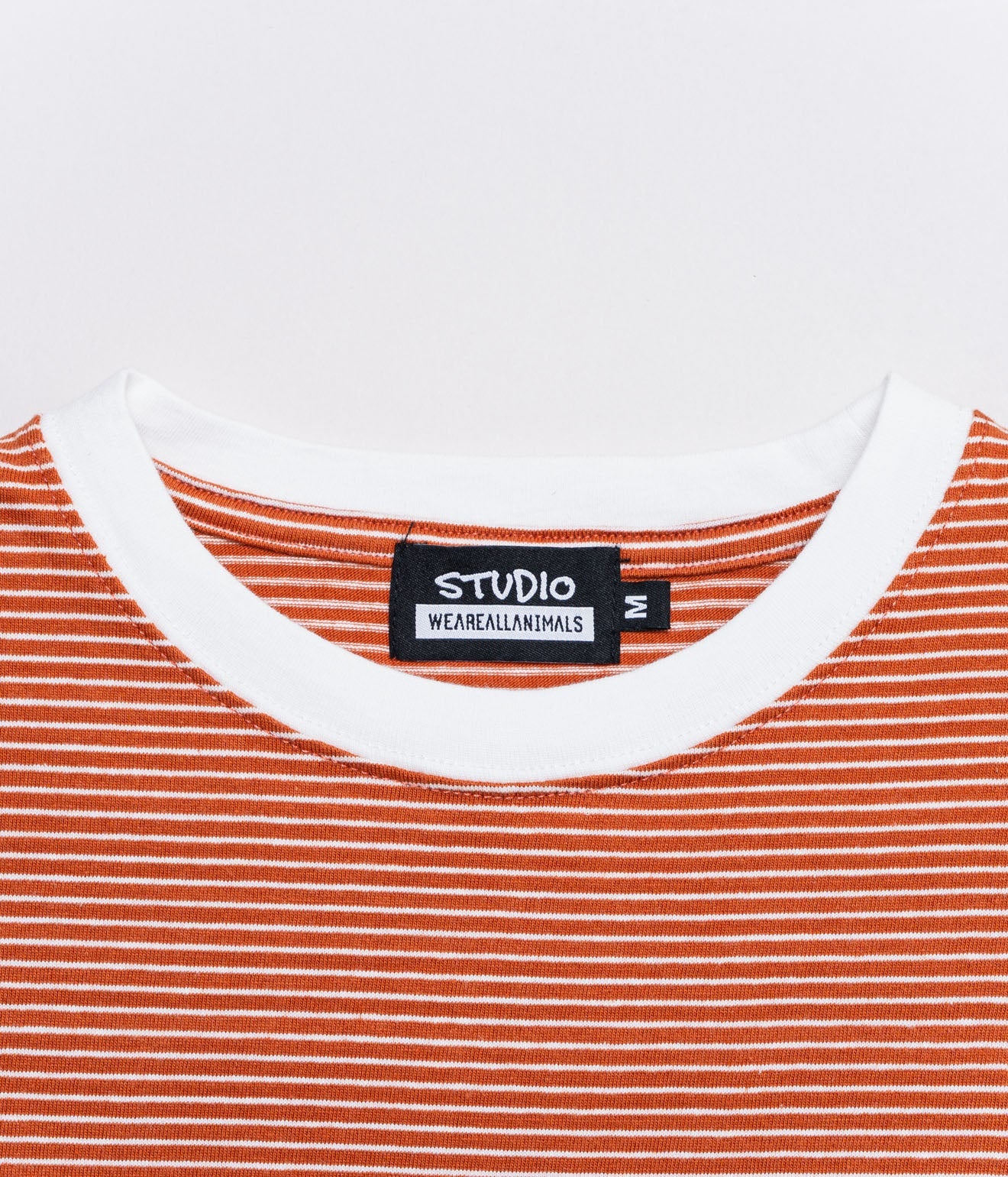 STUDIO WEAREALLANIMALS "Oval Logo STRIPE T - SHIRT " ORANGE/WHITE - WEAREALLANIMALS