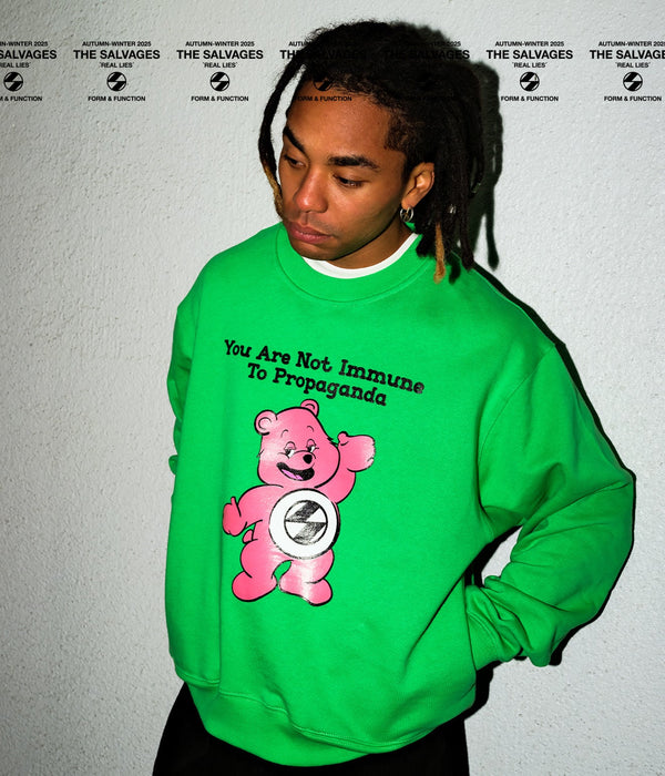 THE SALVAGES "PROPAGANDA BEAR SWEATER" ISLAND GREEN - WEAREALLANIMALS