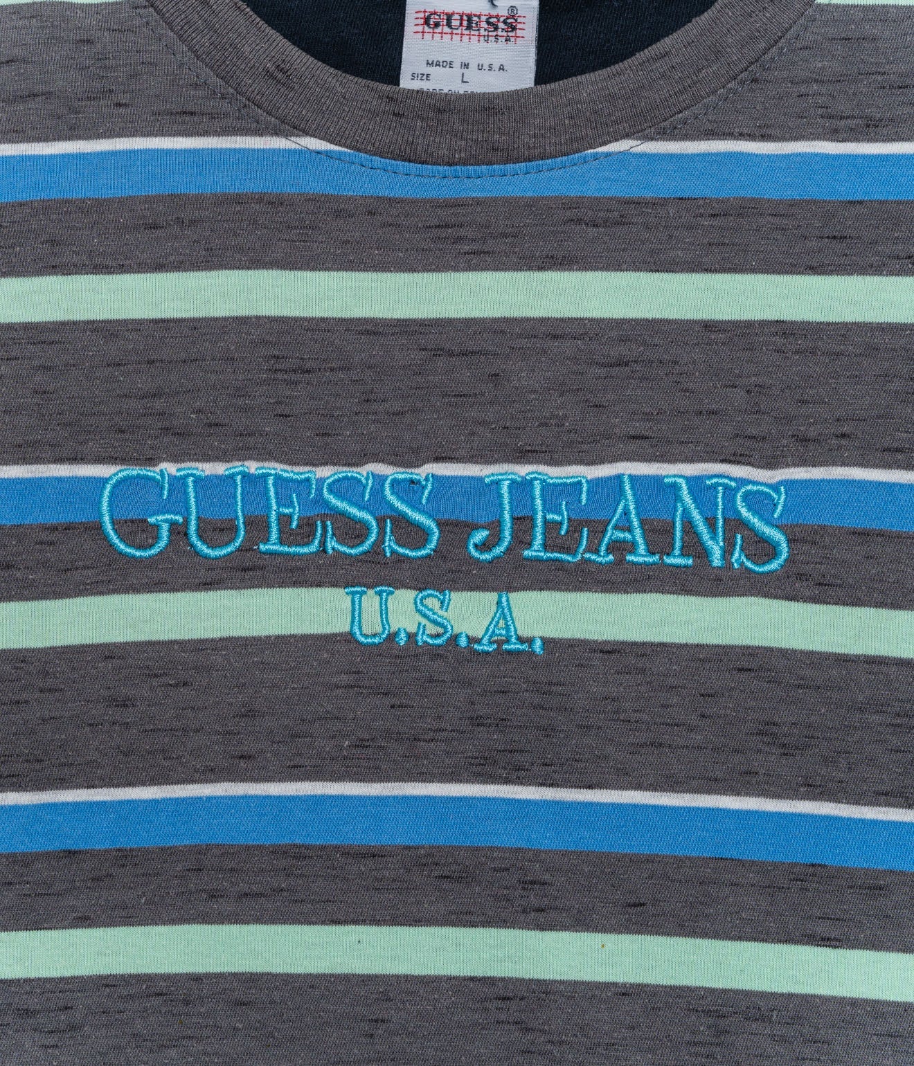 80'S GUESS JEANS BORDER T-SHIRT MADE IN USA - WEAREALLANIMALS
