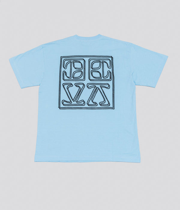 DEVÁ STATES "CRACKED LOGO T-Shirt" Washed Blue - WEAREALLANIMALS