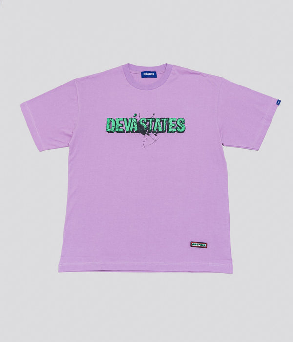 DEVÁ STATES "CRACKED LOGO T-Shirt" Washed Purple - WEAREALLANIMALS