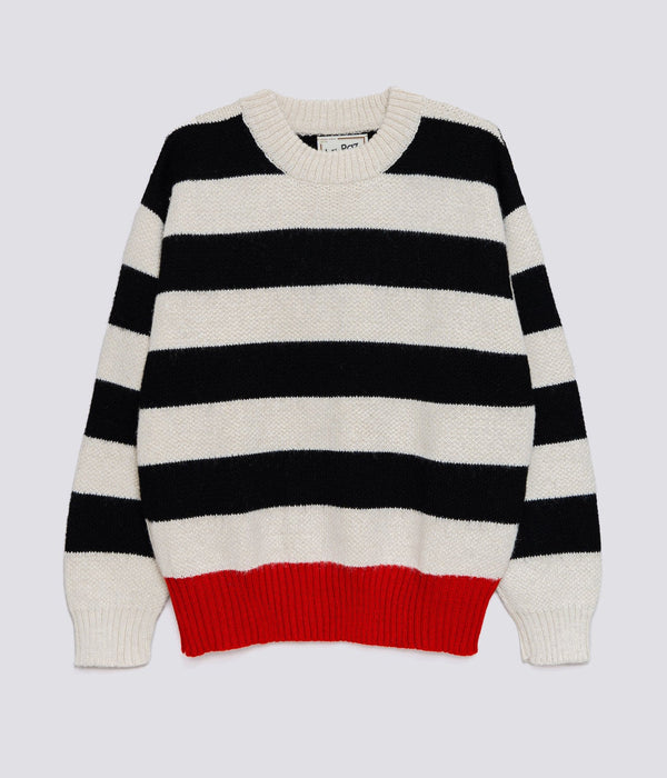 LA PAZ ALPACA WOOLENS FOR WEAREALLANIMALS "STRIPE JACQURD SWEATER"BLACK/WHITE/RED - WEAREALLANIMALS