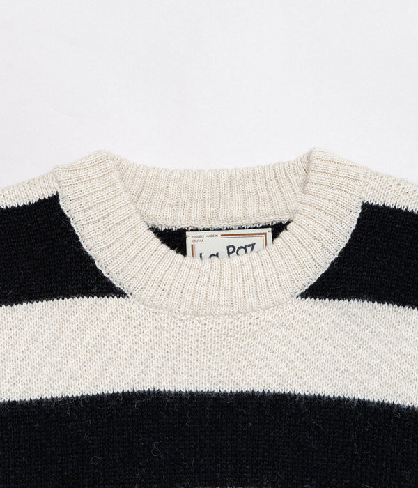 LA PAZ ALPACA WOOLENS FOR WEAREALLANIMALS "STRIPE JACQURD SWEATER"BLACK/WHITE/RED - WEAREALLANIMALS