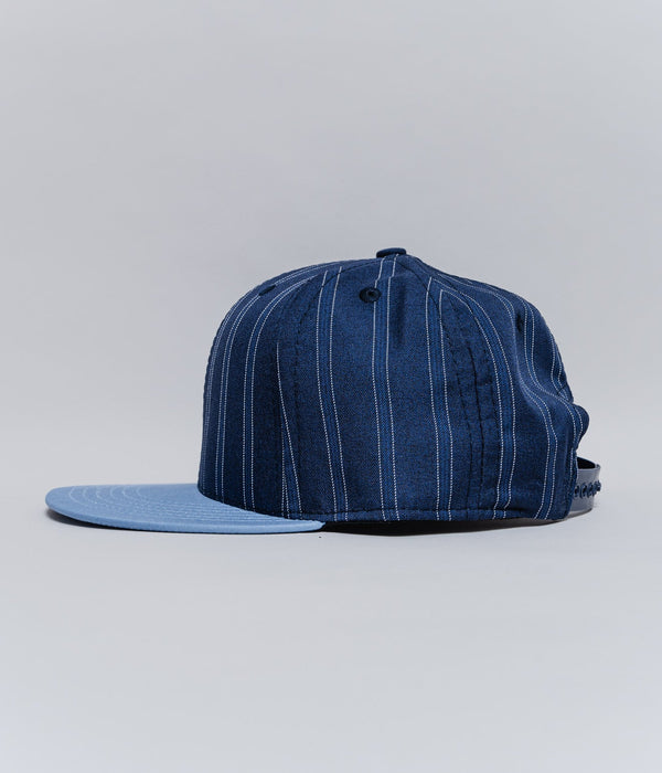 LITE YEAR "Baseball Cap Contrast Stripe/Solid Visor" Navy Stripe/Lt Blue - WEAREALLANIMALS