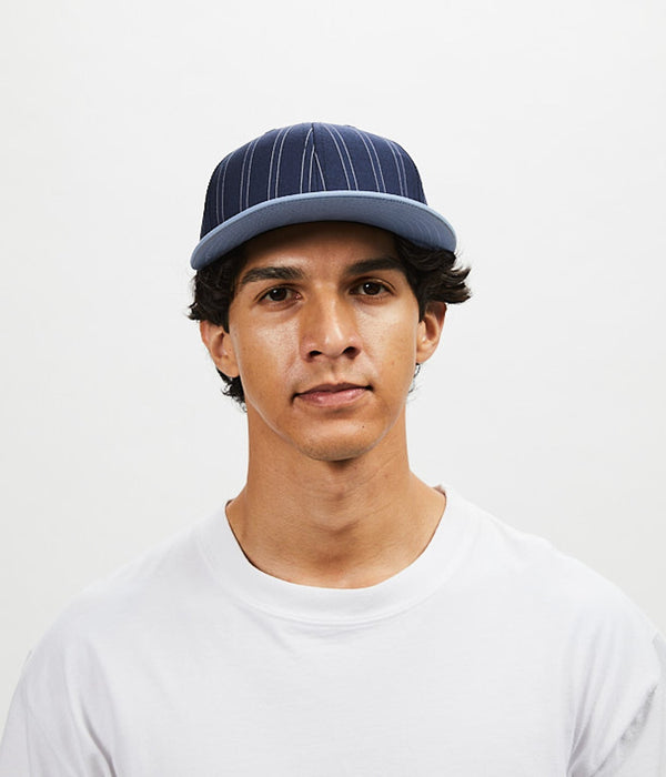 LITE YEAR "Baseball Cap Contrast Stripe/Solid Visor" Navy Stripe/Lt Blue - WEAREALLANIMALS