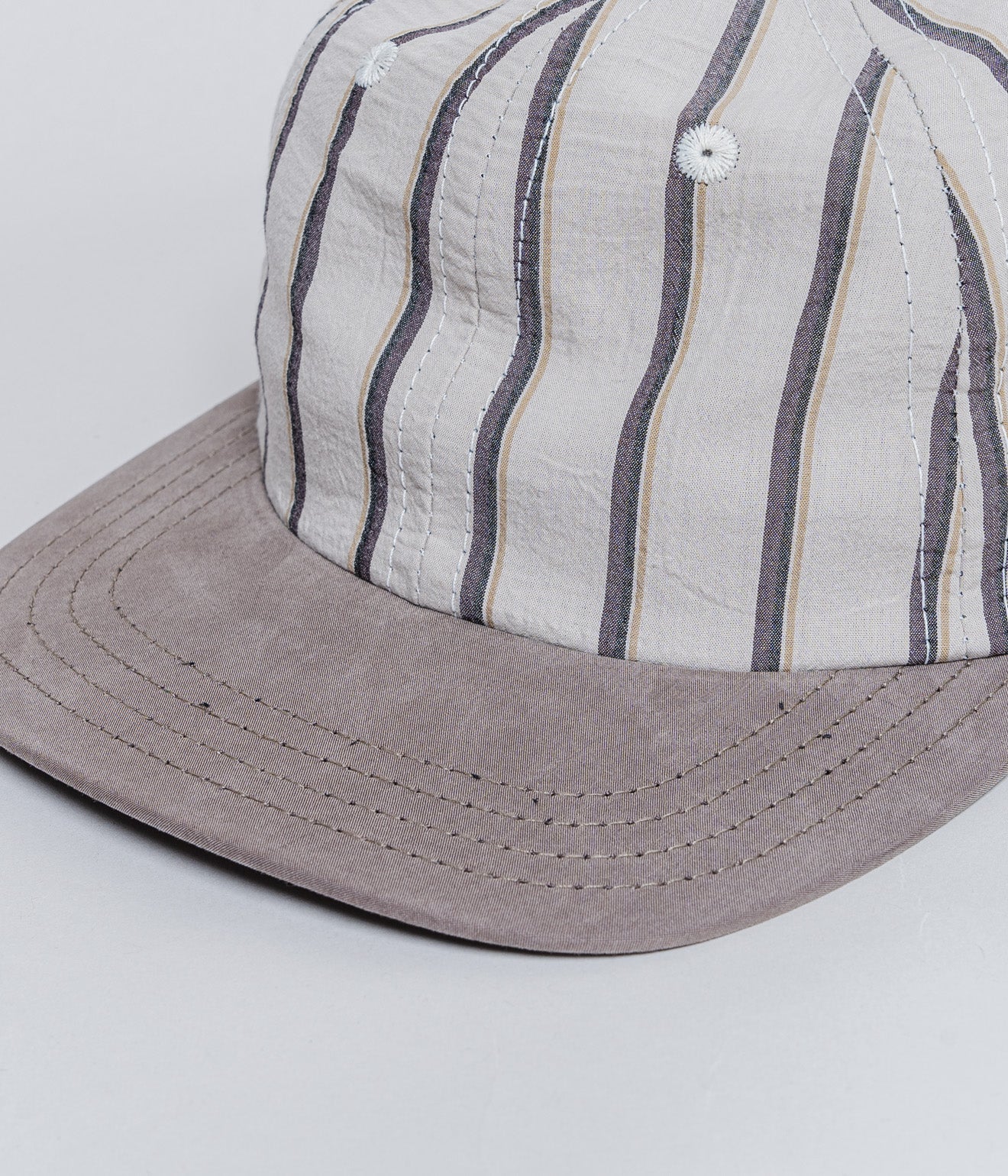 LITE YEAR "Baseball Stripe/Tencel™ 6 panel cap" Khaki/Brown - WEAREALLANIMALS