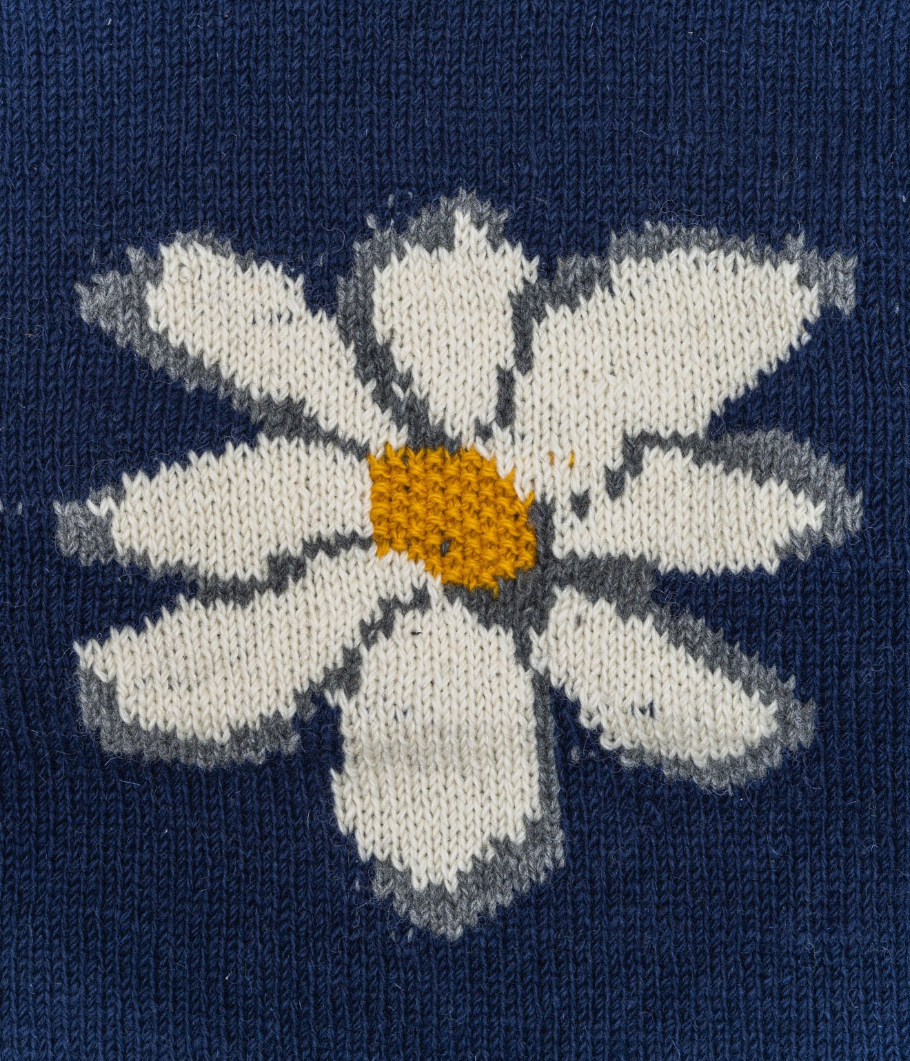 MacMahon Knitting Mills "Roll Neck Knit-Flower" Navy - WEAREALLANIMALS