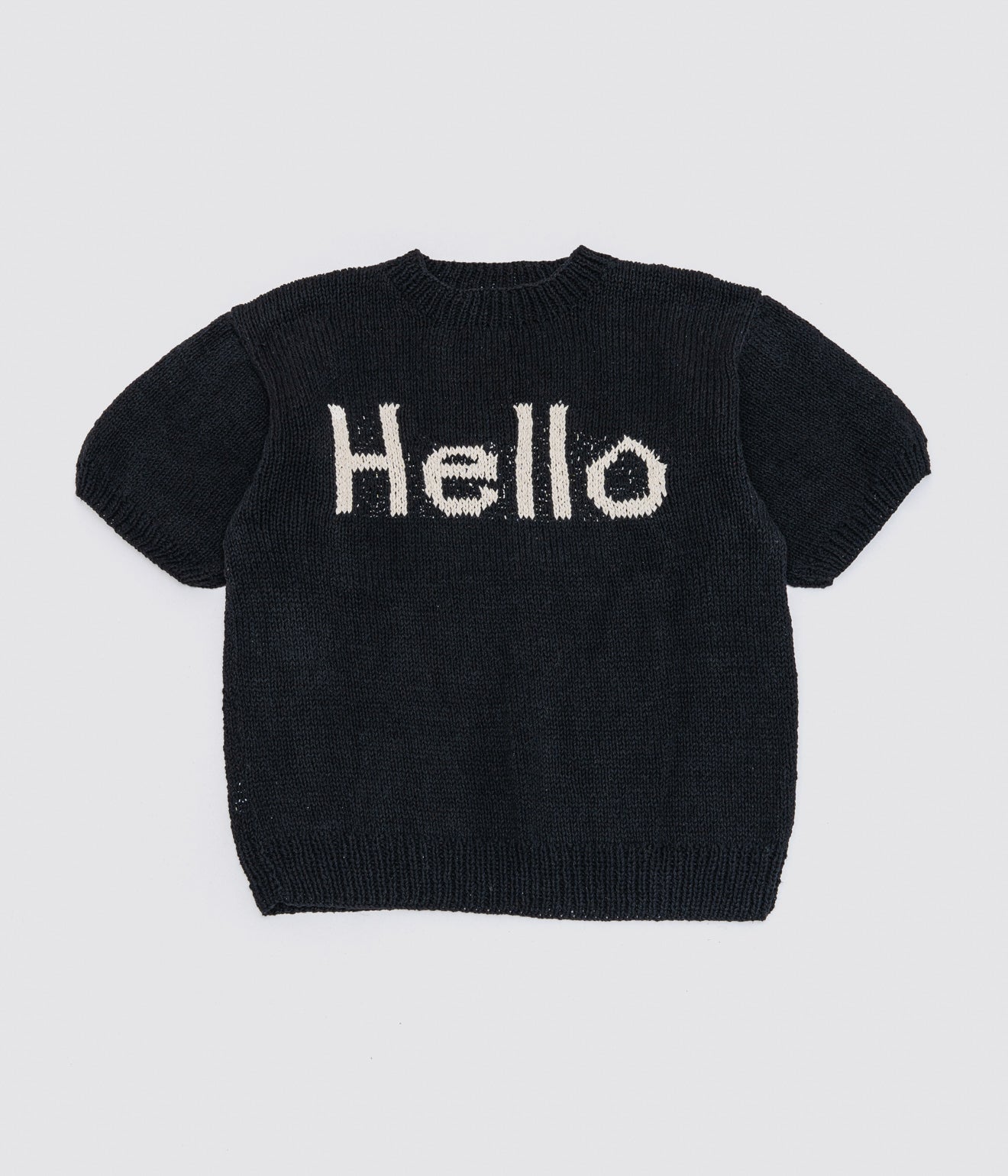 MacMahon Knitting Mills "S/S Crew Neck Knit-Hello" Black - WEAREALLANIMALS