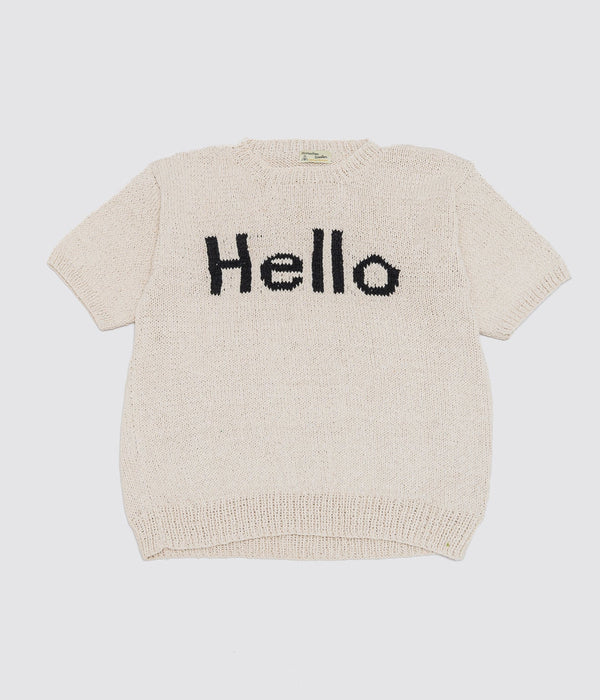 MacMahon Knitting Mills "S/S Crew Neck Knit-Hello" Natural - WEAREALLANIMALS