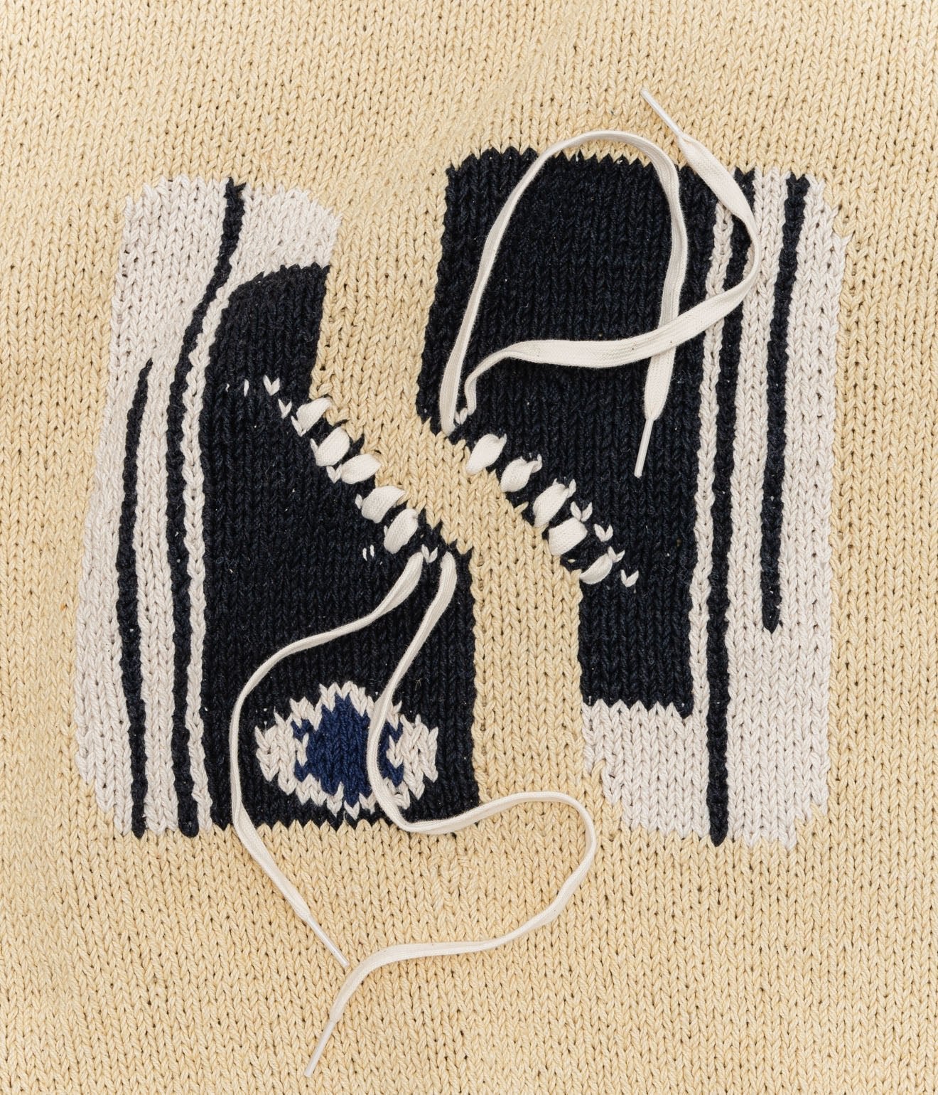 MacMahon Knitting Mills+niche. "Crew Neck Vest - Sneaker" Natural / Black - WEAREALLANIMALS