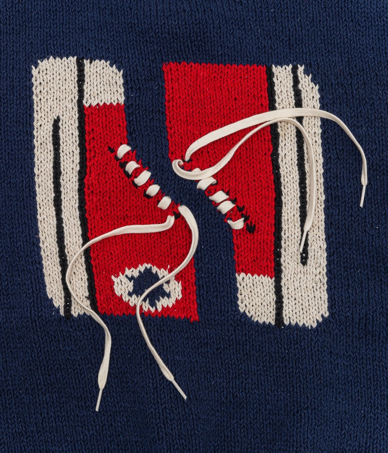 MacMahon Knitting Mills+niche. "Crew Neck Vest - Sneaker" Navy / Red - WEAREALLANIMALS