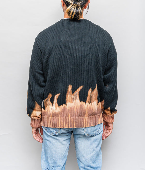 r "Tie-dye cotton sweater fire pattern" Black 1 - WEAREALLANIMALS