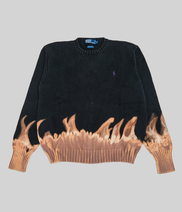 r "Tie-dye cotton sweater fire pattern" Black 1 - WEAREALLANIMALS