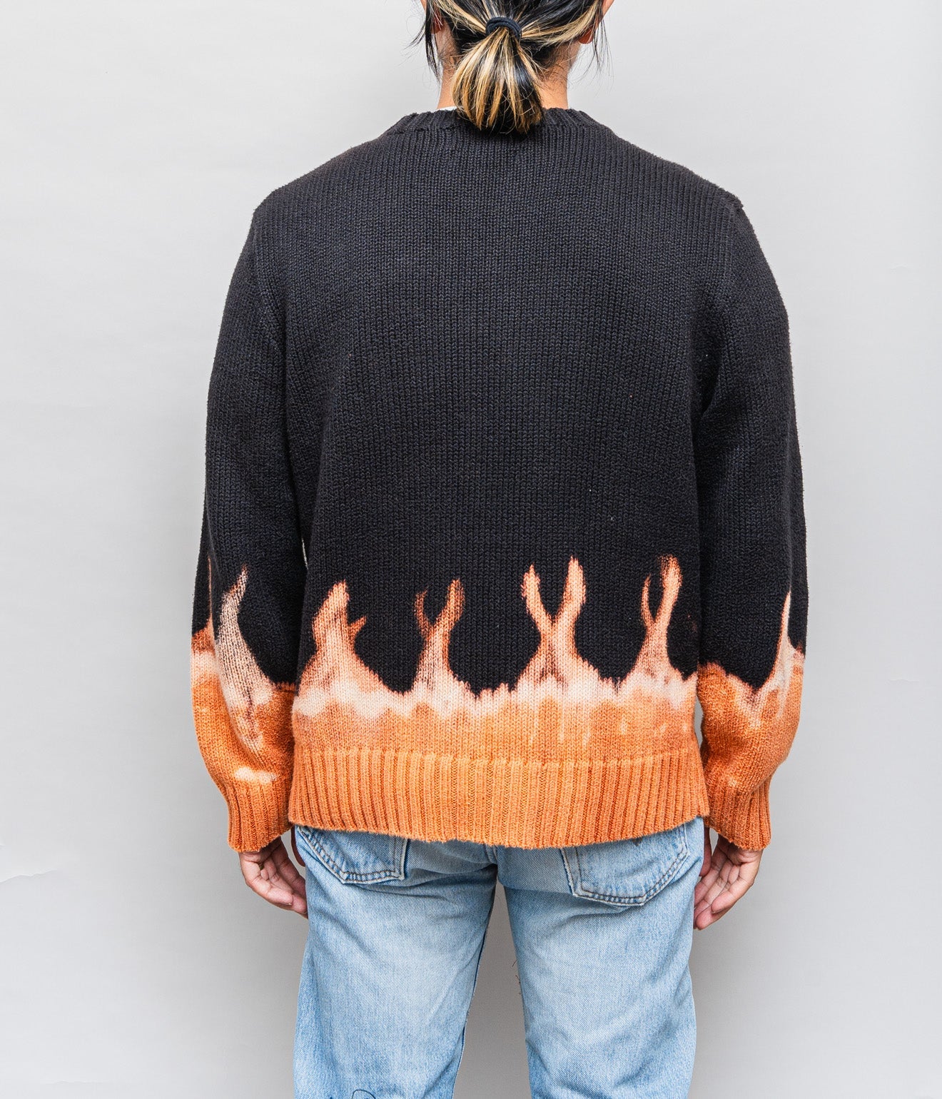r "Tie-dye cotton sweater fire pattern" Black 3 - WEAREALLANIMALS