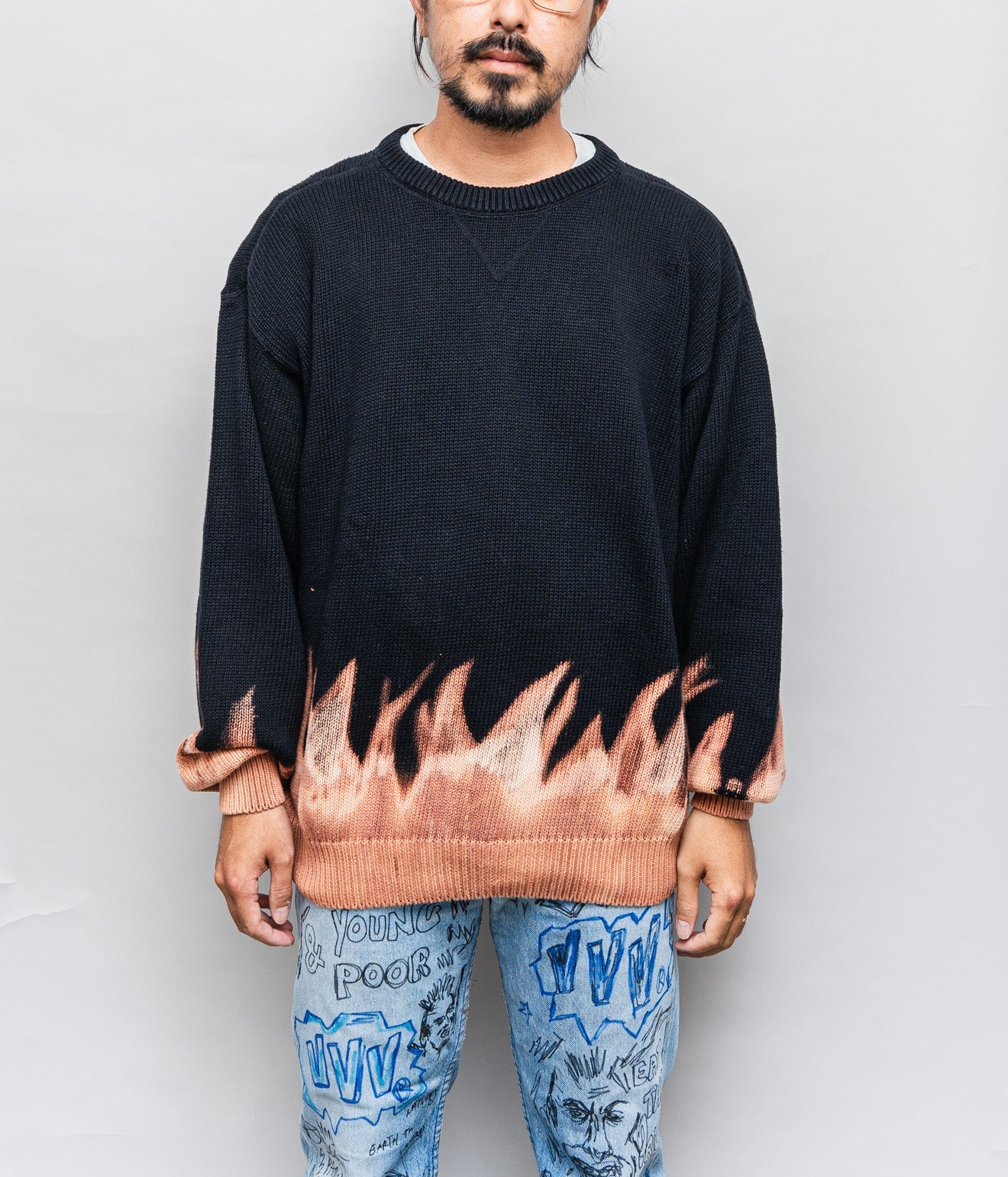 r "Tie-dye cotton sweater fire pattern" Black 4 - WEAREALLANIMALS