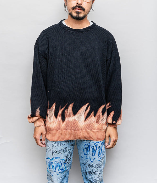 r "Tie-dye cotton sweater fire pattern" Black 4 - WEAREALLANIMALS