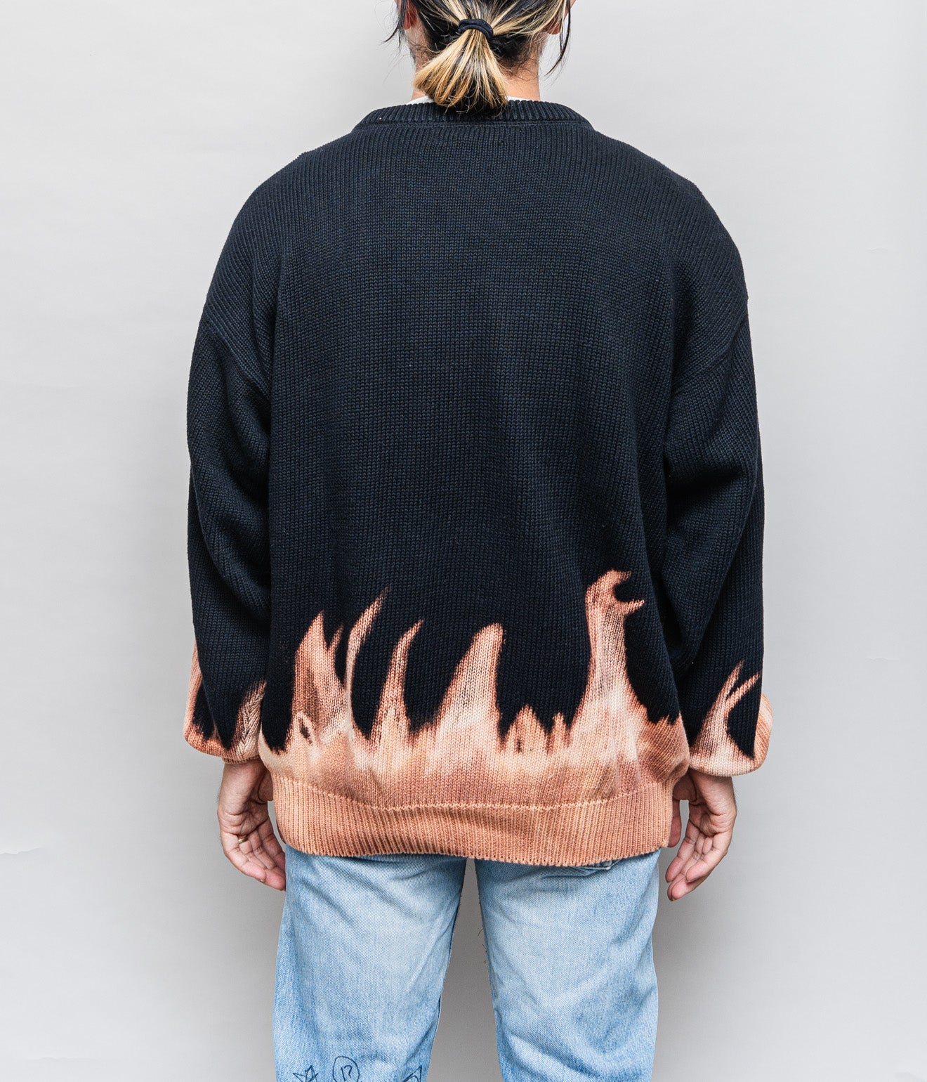 r "Tie-dye cotton sweater fire pattern" Black 4 - WEAREALLANIMALS