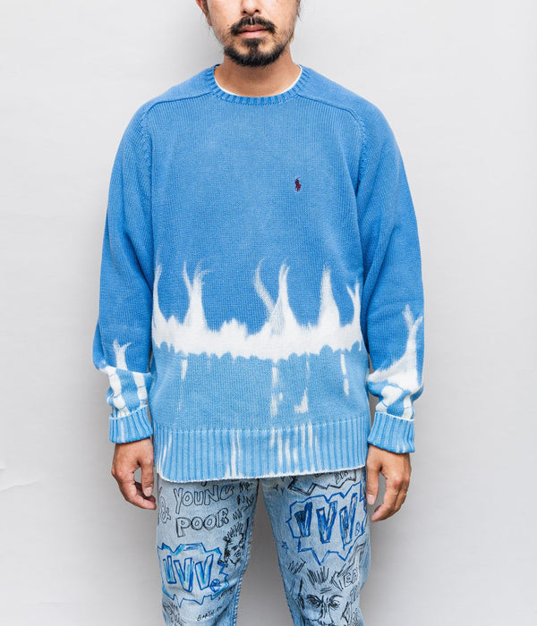 r "Tie-dye cotton sweater fire pattern" Blue - WEAREALLANIMALS