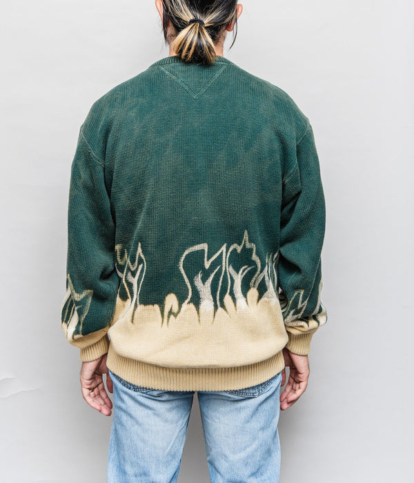 r "Tie-dye cotton sweater fire pattern" Green - WEAREALLANIMALS