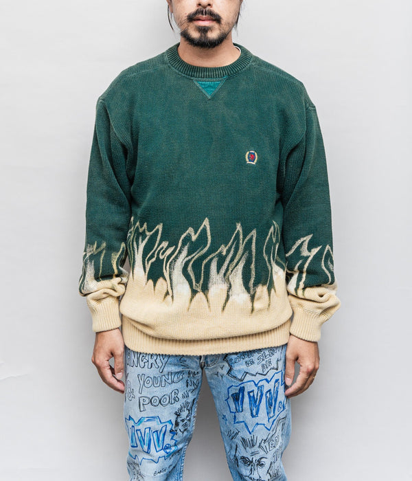 r "Tie-dye cotton sweater fire pattern" Green - WEAREALLANIMALS