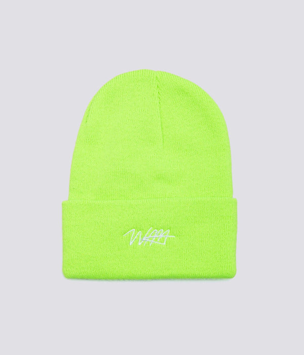 WEAREALLANIMALS "SCRIPT LOGO BEANIE MADE IN USA" FLO GREEN - WEAREALLANIMALS