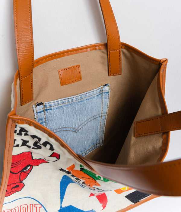 WEAREALLANIMALS UPCYCLE ”Piping Flat Tote -70’s NBA Fabric-" #2 - WEAREALLANIMALS