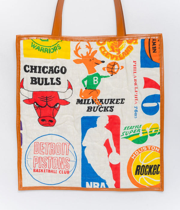 WEAREALLANIMALS UPCYCLE ”Piping Flat Tote -70’s NBA Fabric-" #3 - WEAREALLANIMALS