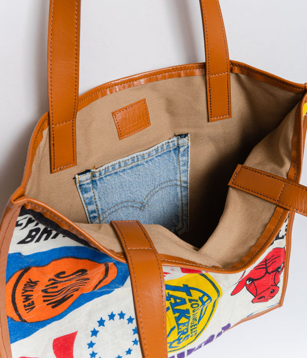 WEAREALLANIMALS UPCYCLE ”Piping Flat Tote -70’s NBA Fabric-" #5 - WEAREALLANIMALS