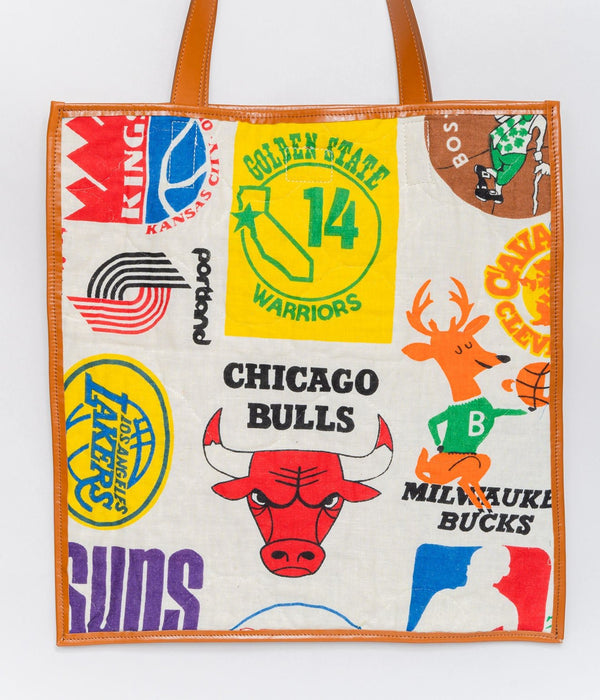 WEAREALLANIMALS UPCYCLE ”Piping Flat Tote -70’s NBA Fabric-" #5 - WEAREALLANIMALS