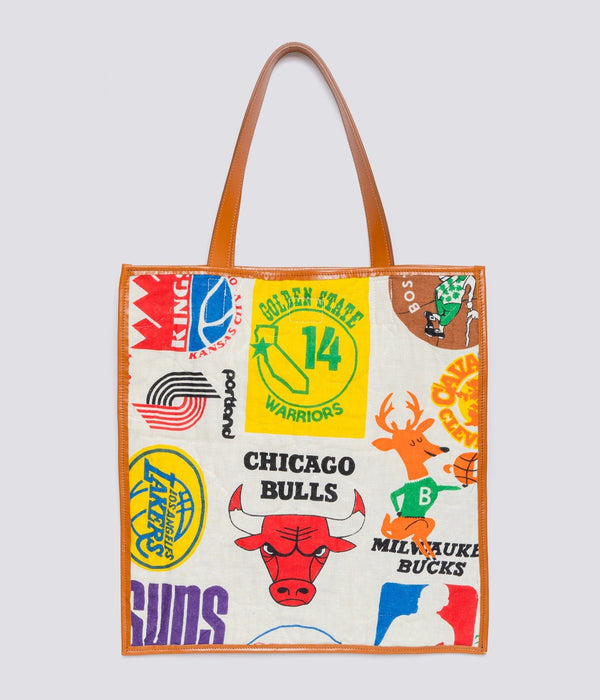 WEAREALLANIMALS UPCYCLE ”Piping Flat Tote -70’s NBA Fabric-" #5 - WEAREALLANIMALS