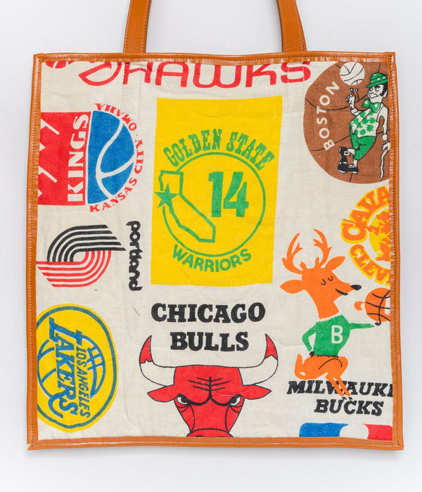 WEAREALLANIMALS UPCYCLE ”Piping Flat Tote -70’s NBA Fabric-" #6 - WEAREALLANIMALS