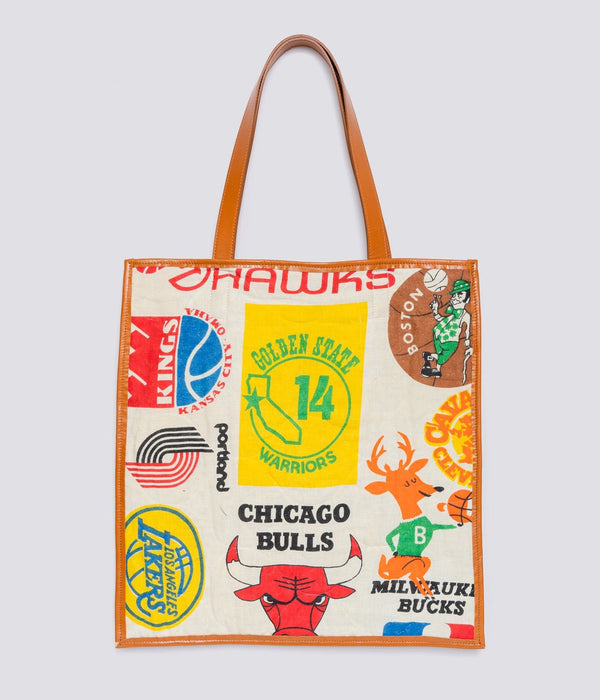 WEAREALLANIMALS UPCYCLE ”Piping Flat Tote -70’s NBA Fabric-" #6 - WEAREALLANIMALS