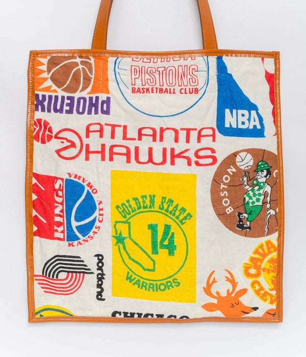 WEAREALLANIMALS UPCYCLE ”Piping Flat Tote -70’s NBA Fabric-" #7 - WEAREALLANIMALS